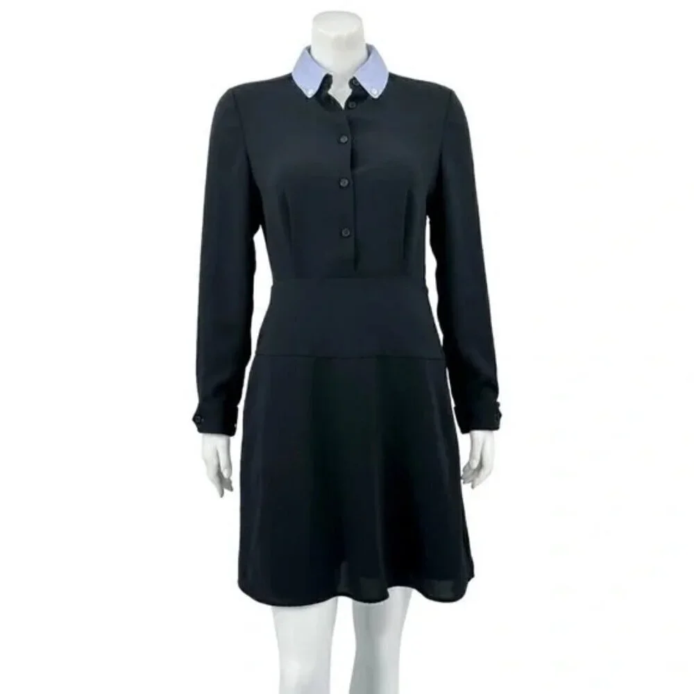 Coach Black Button Up Flare Shirt Dress‎ 0